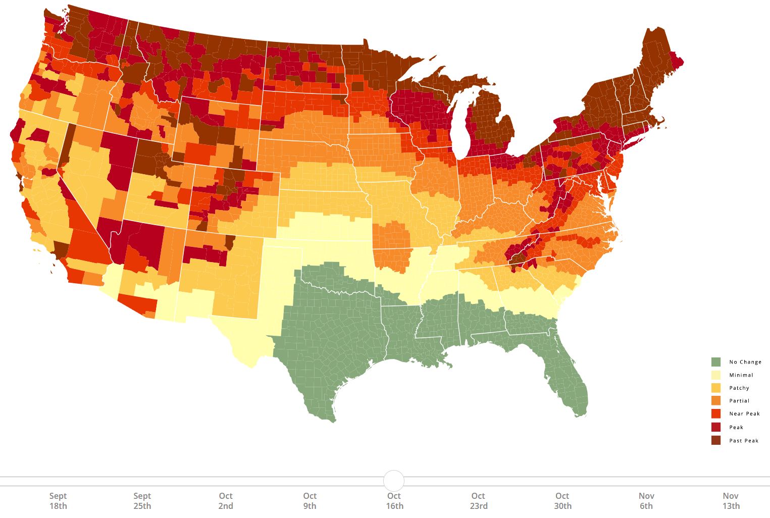 A Prediction timing the fall foliage across Ohiopyle and the United States